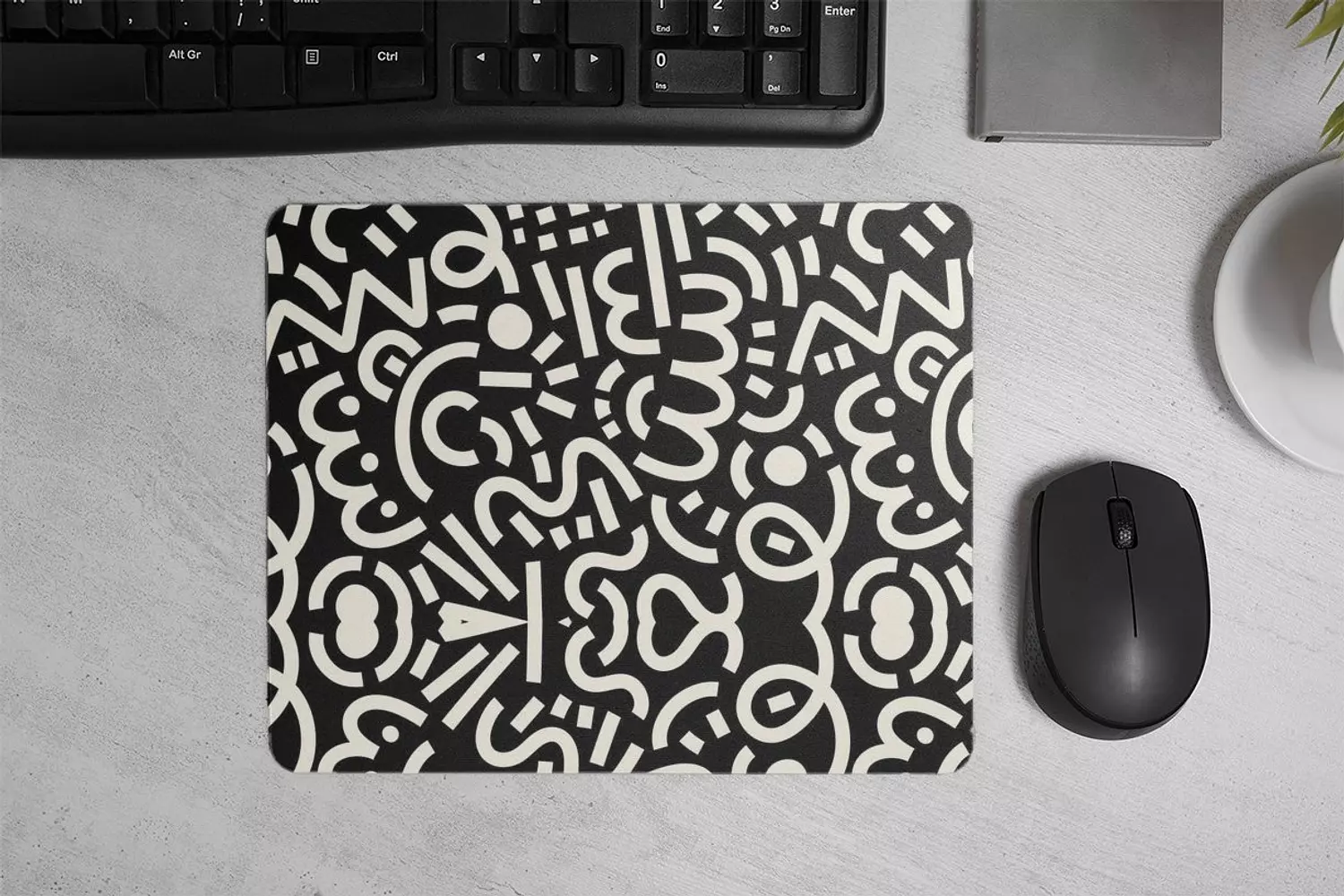 Black & White Doodles Mouse Pad  image