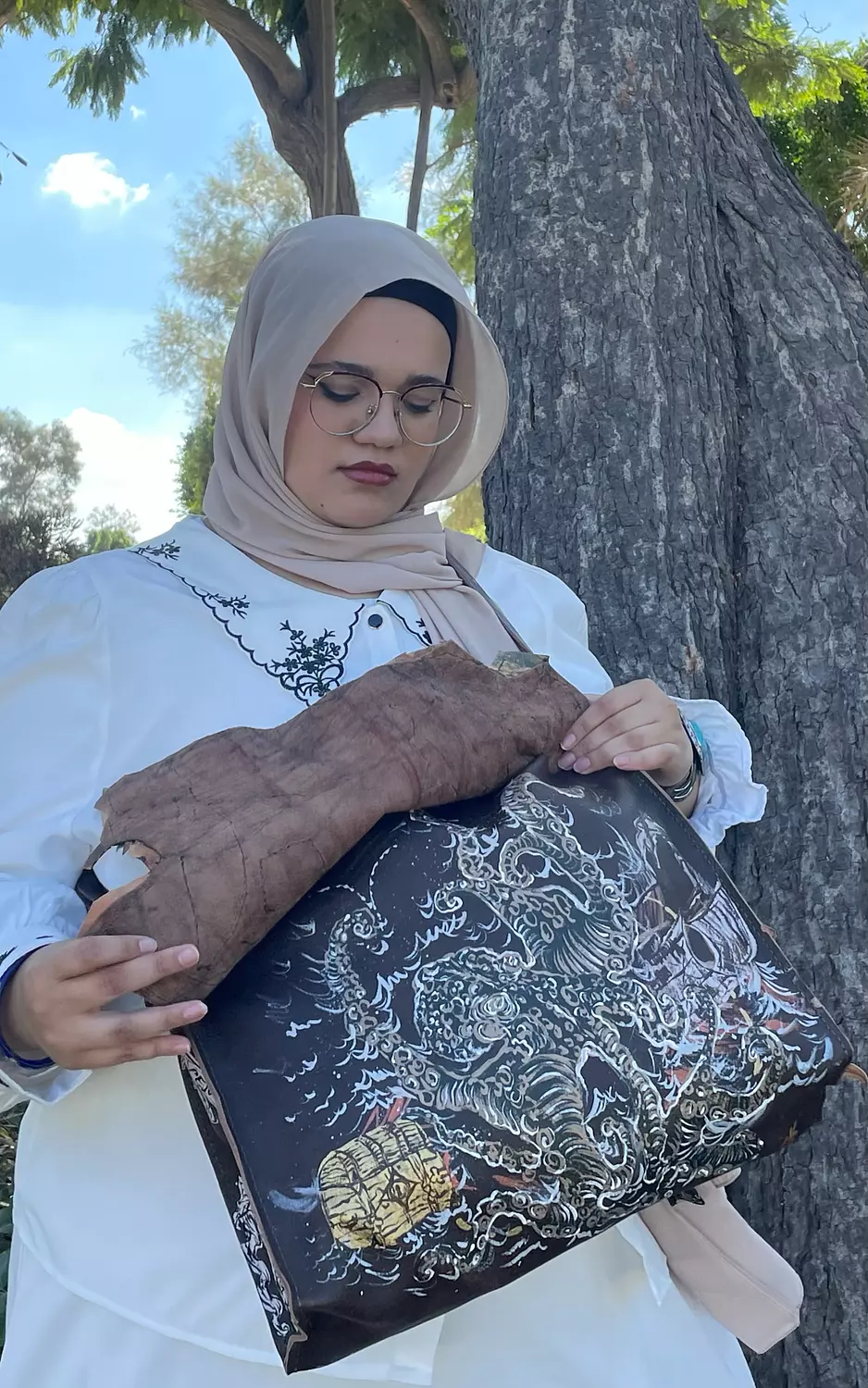 Treasure map real leather hand-made bag 1