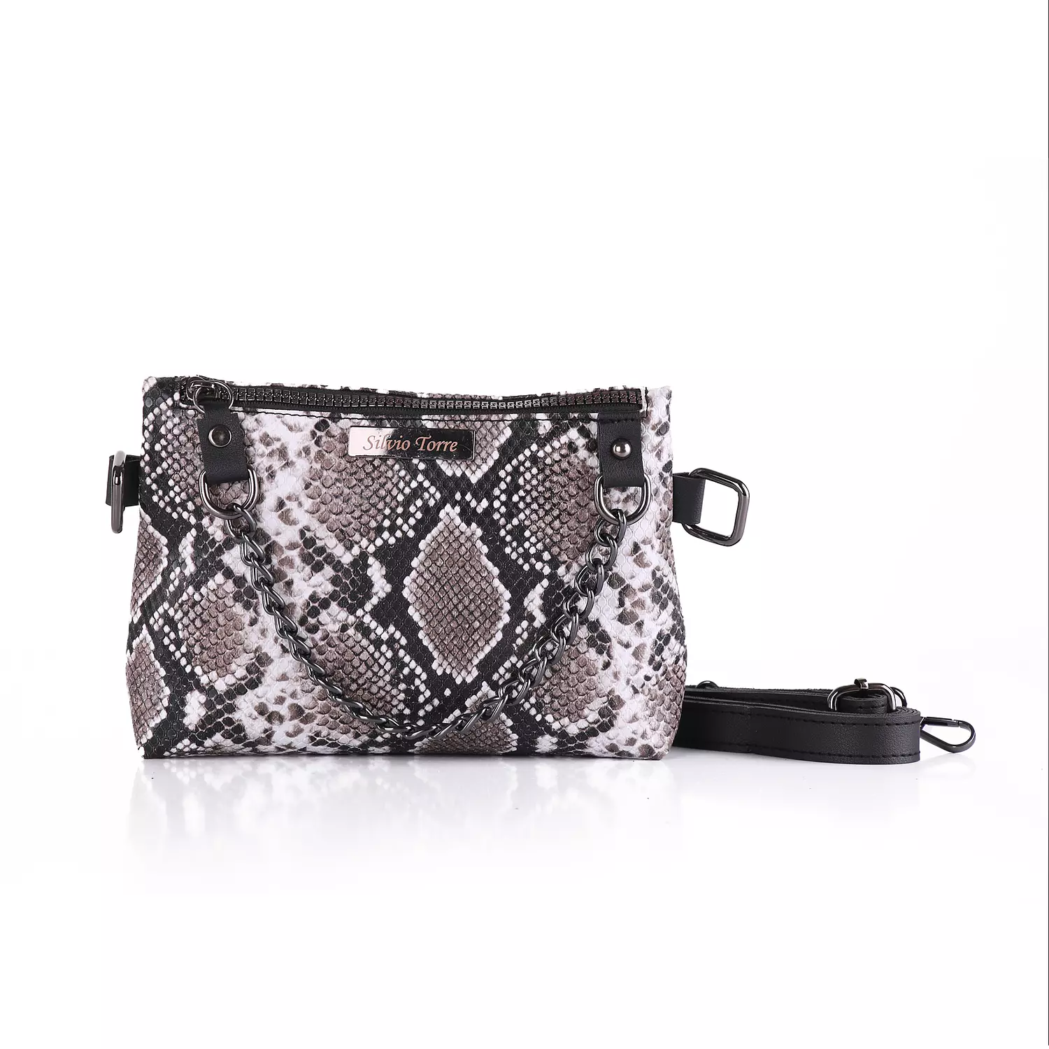 ST Leather Waist And Cross Bag-Café Snake 2