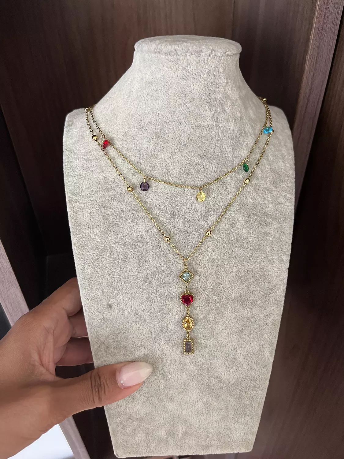 Two Layered Colourful Necklace image