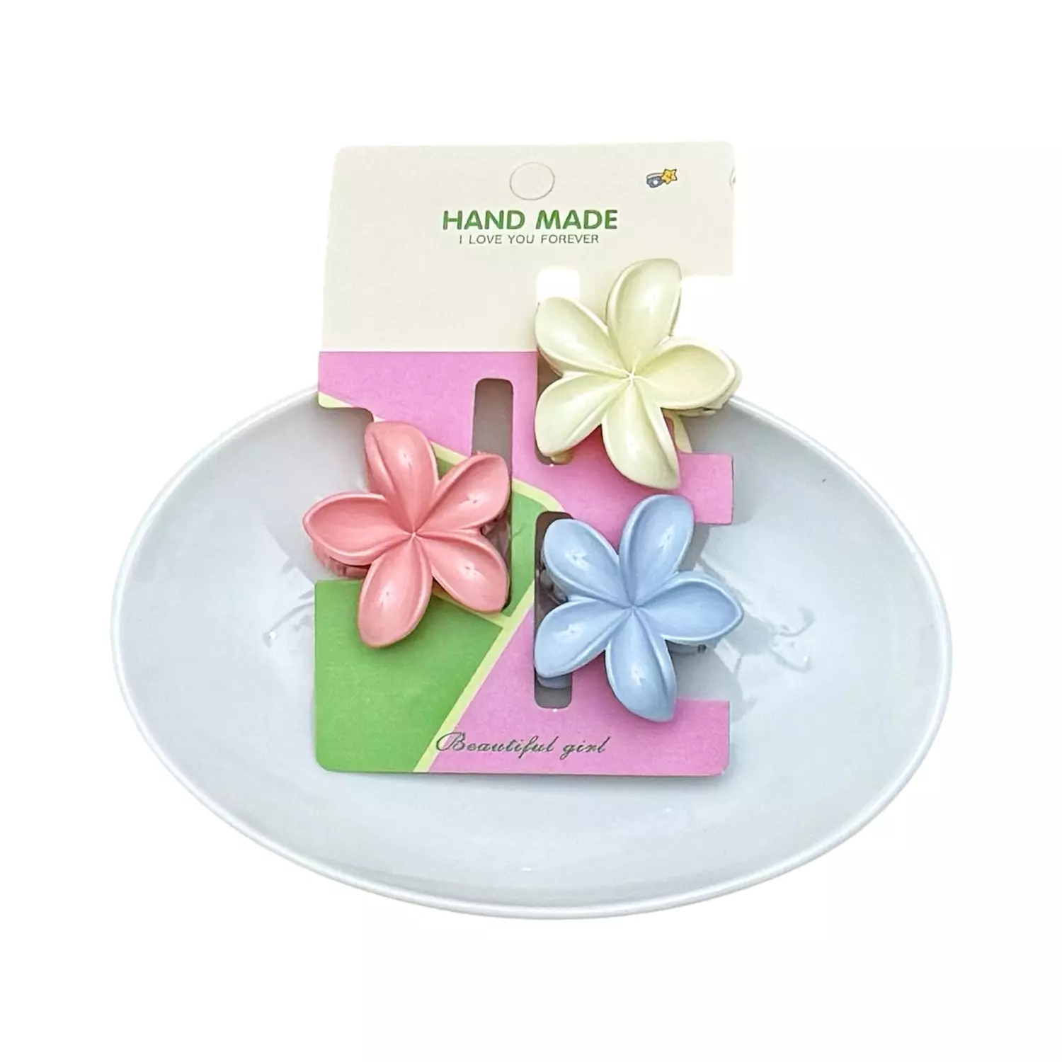 3 Pc Small Plumeria Claw Clips Set D image