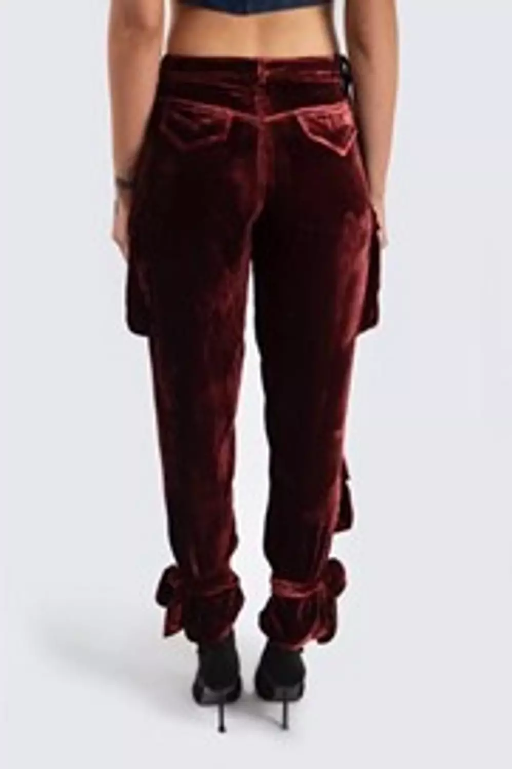 Burgundy cargo pants hover image