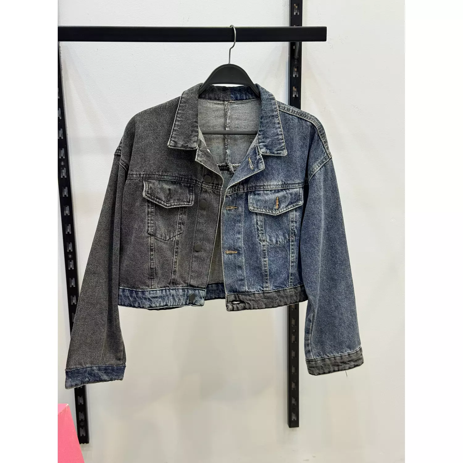 Contrast denim cropped jacket  image