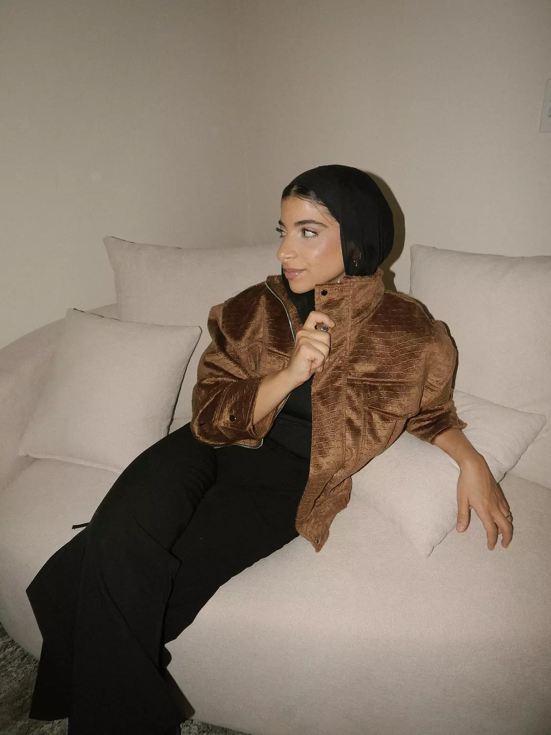 Camel Croco Suede Jacket 3