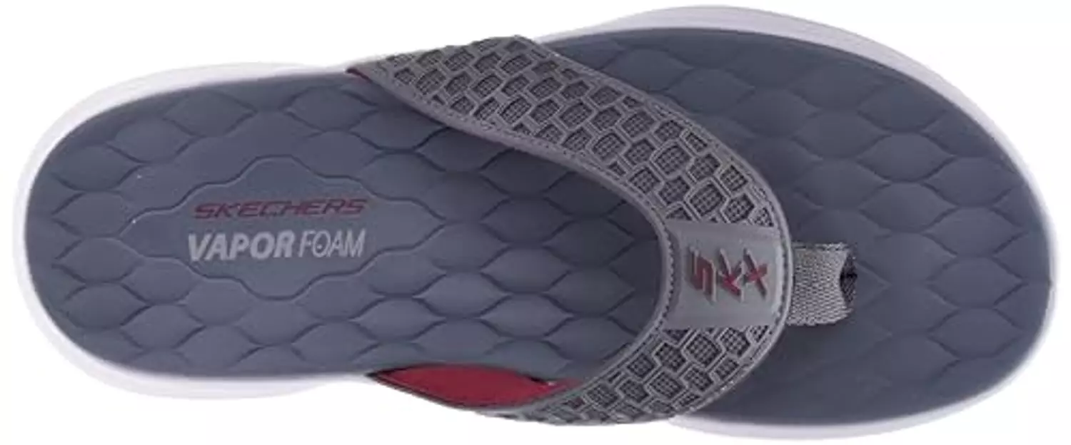 Skechers Men's Vapor Foam Sandal Gray x Red  2