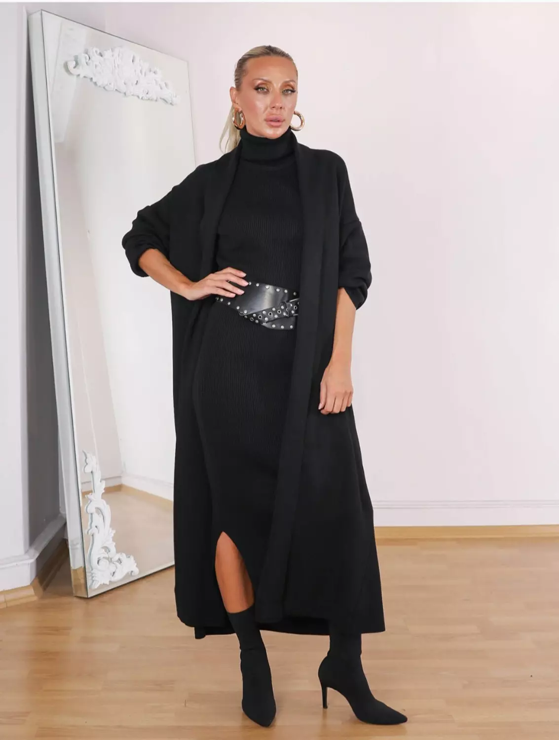 Black Triko Set ( Dress and Cardigan) 4