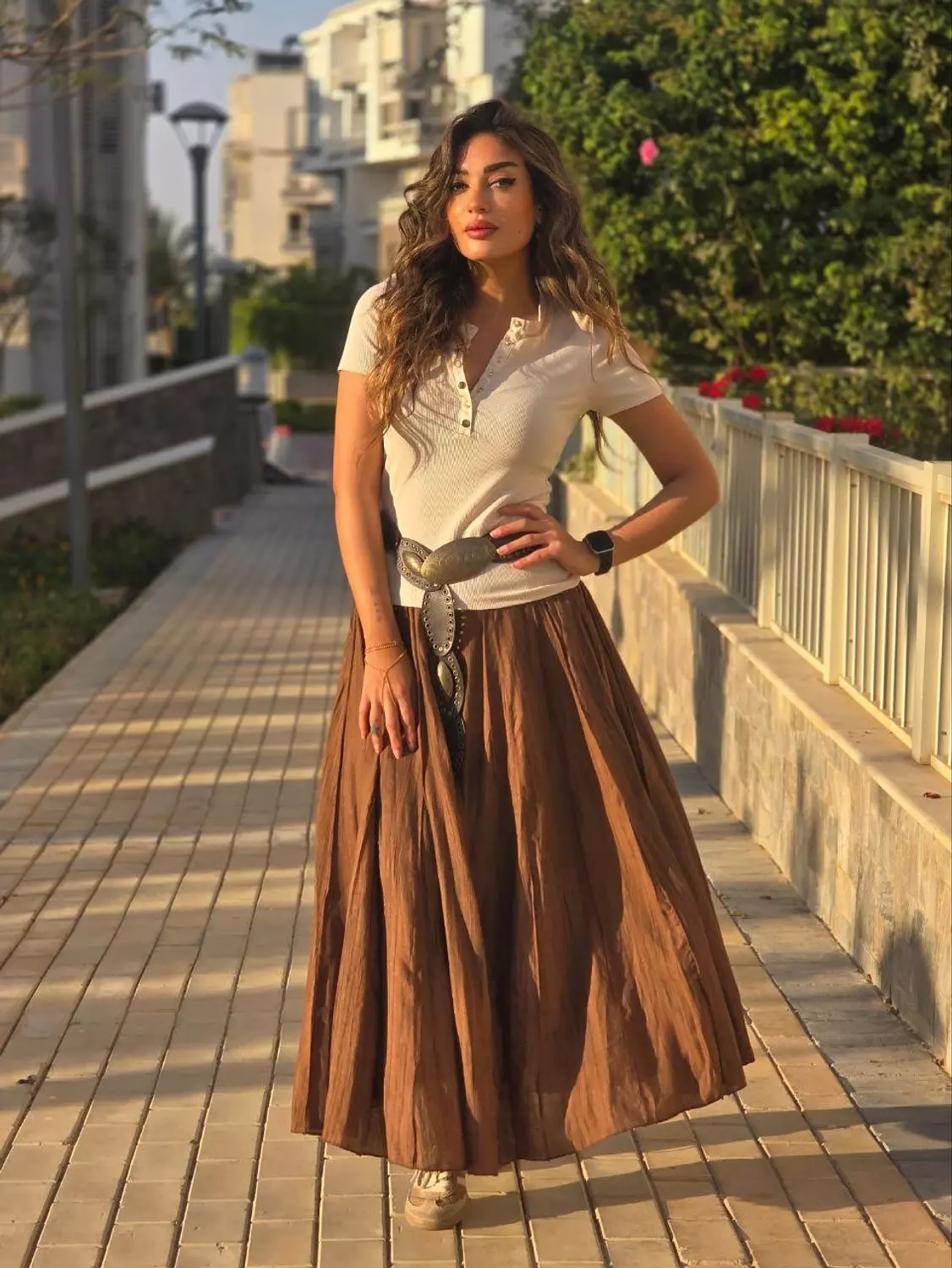 Brown maxi skirt image