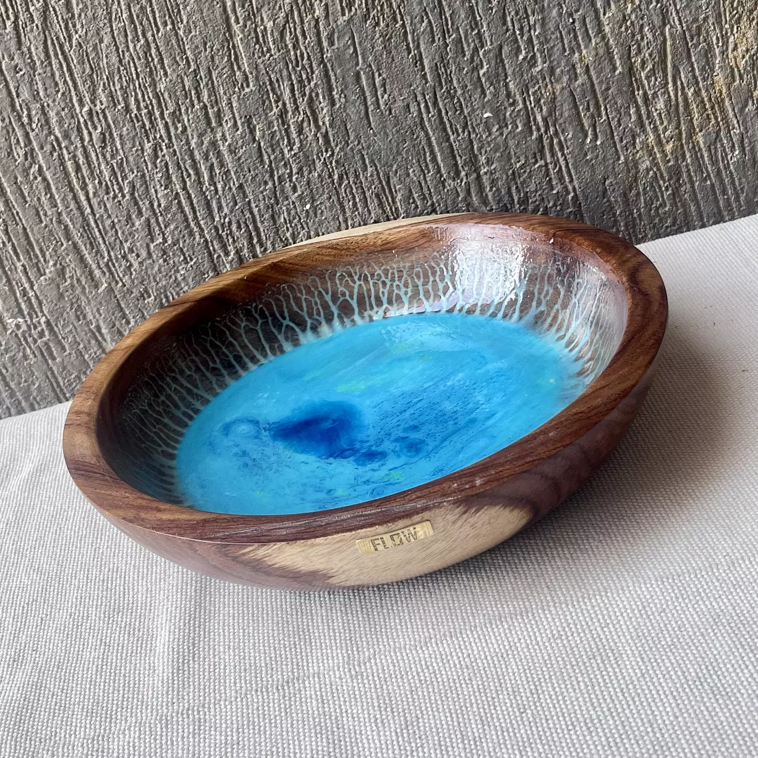 Aquamarine Dark wooden bowl hover image