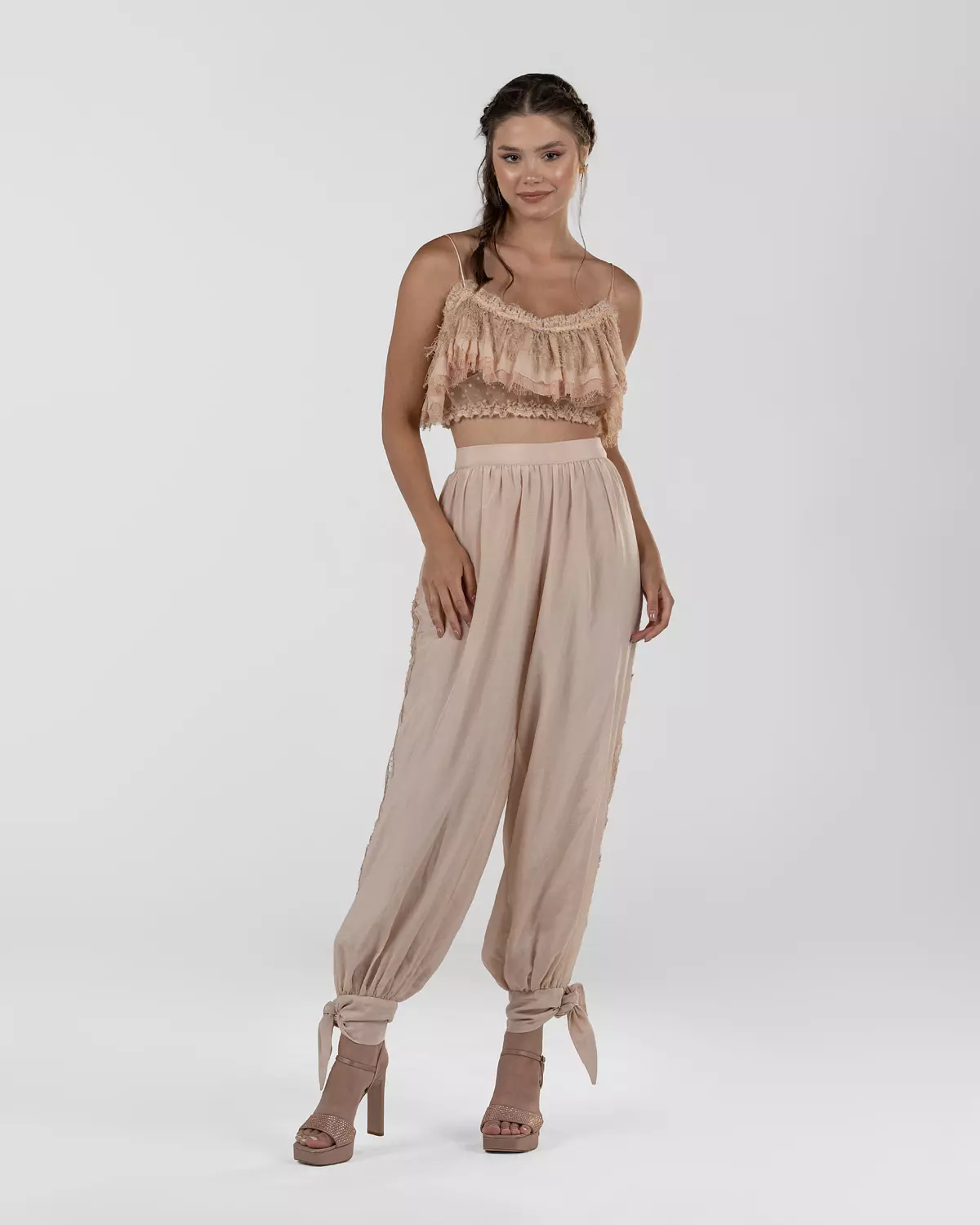 Chic Pink Bubble-Leg Pants hover image