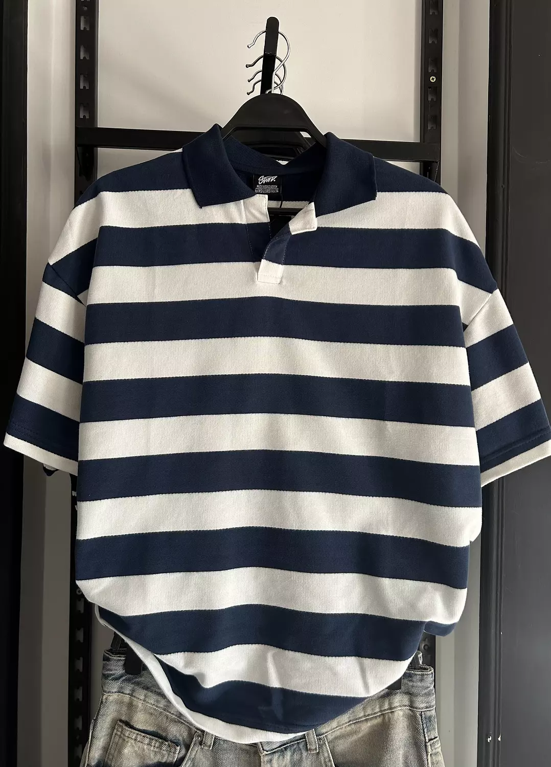 PULL&BEAR STRIPED POLO SHIRT - BLUE/GREY 8