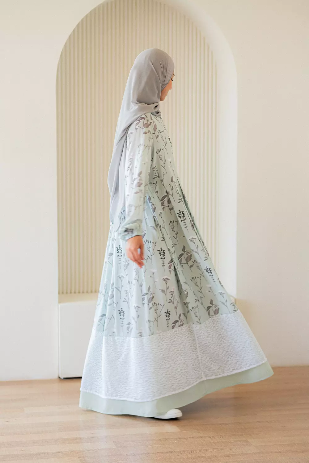 Mint crepe Dress with Tulle Trim  4