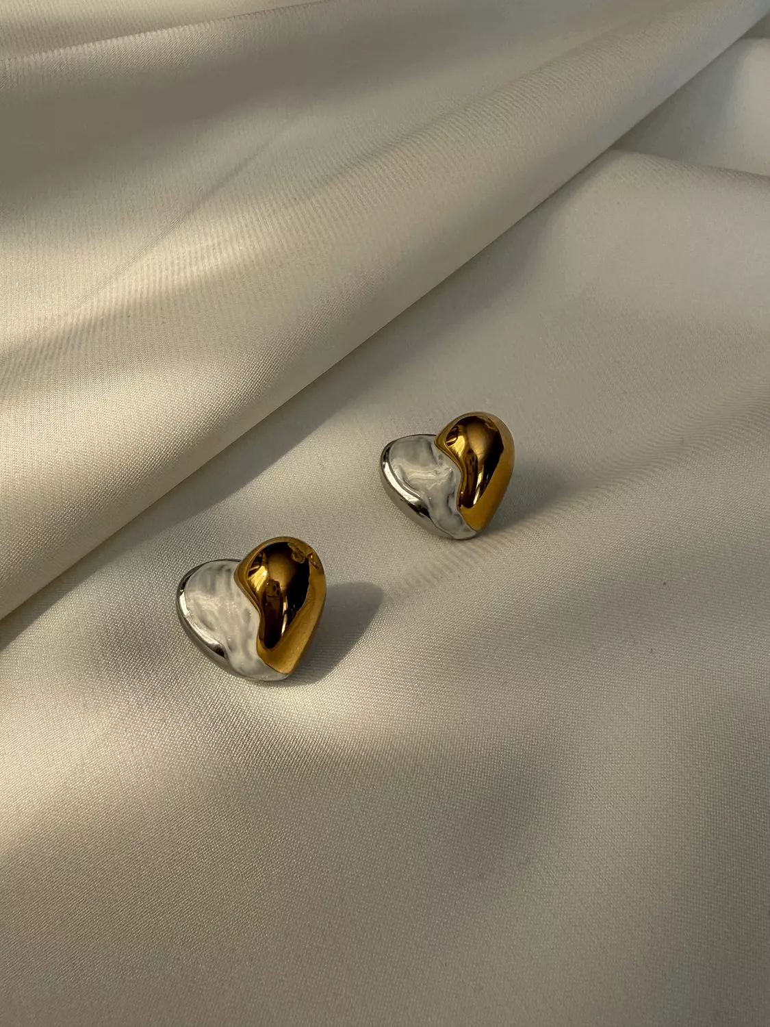 Silver x Gold Heart Studs image