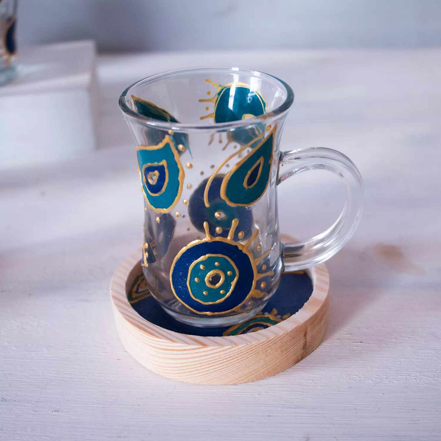 Blue Eyes Istikana & Wooden Coaster image