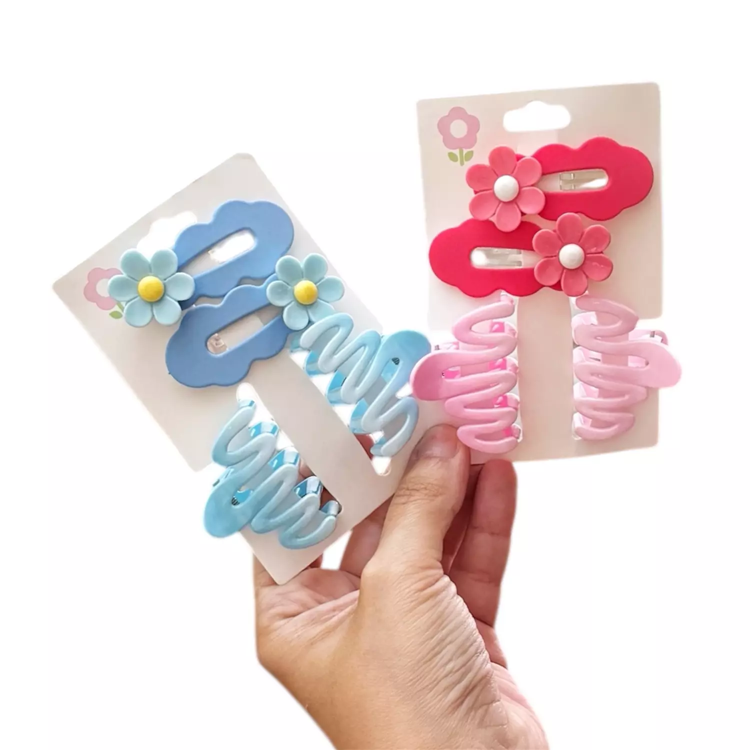 Flower Wavy Pink/Blue 4 Pc Set image