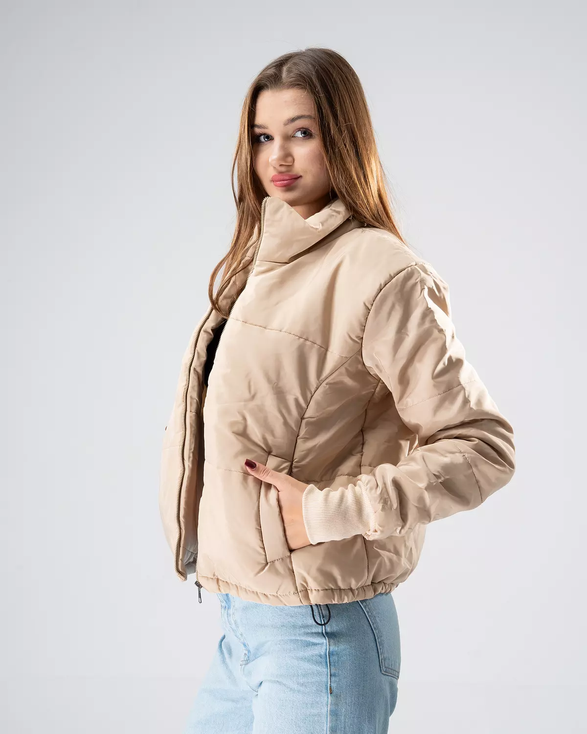Puffer Jacket Beige hover image