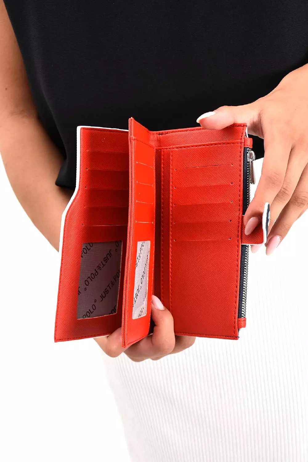 Navy×red wallet  hover image