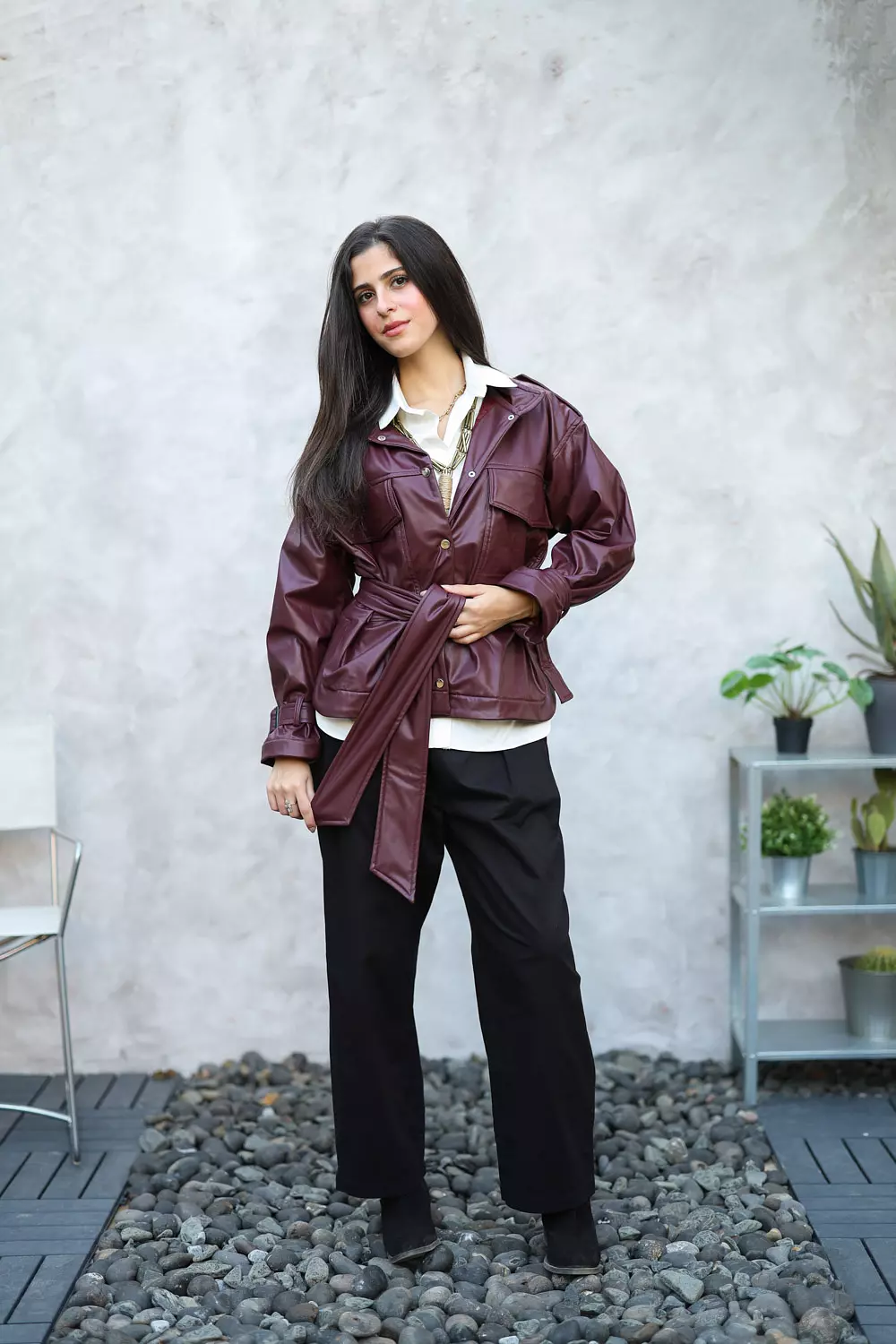 Burgundy chemi-jacket 1