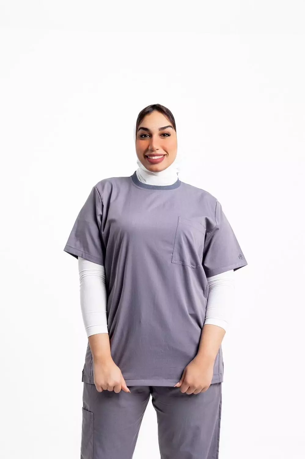 <p><strong><span style="color: rgb(93, 92, 90)">Premium Rounded Neck MJ Scrub - Grey</span></strong></p>