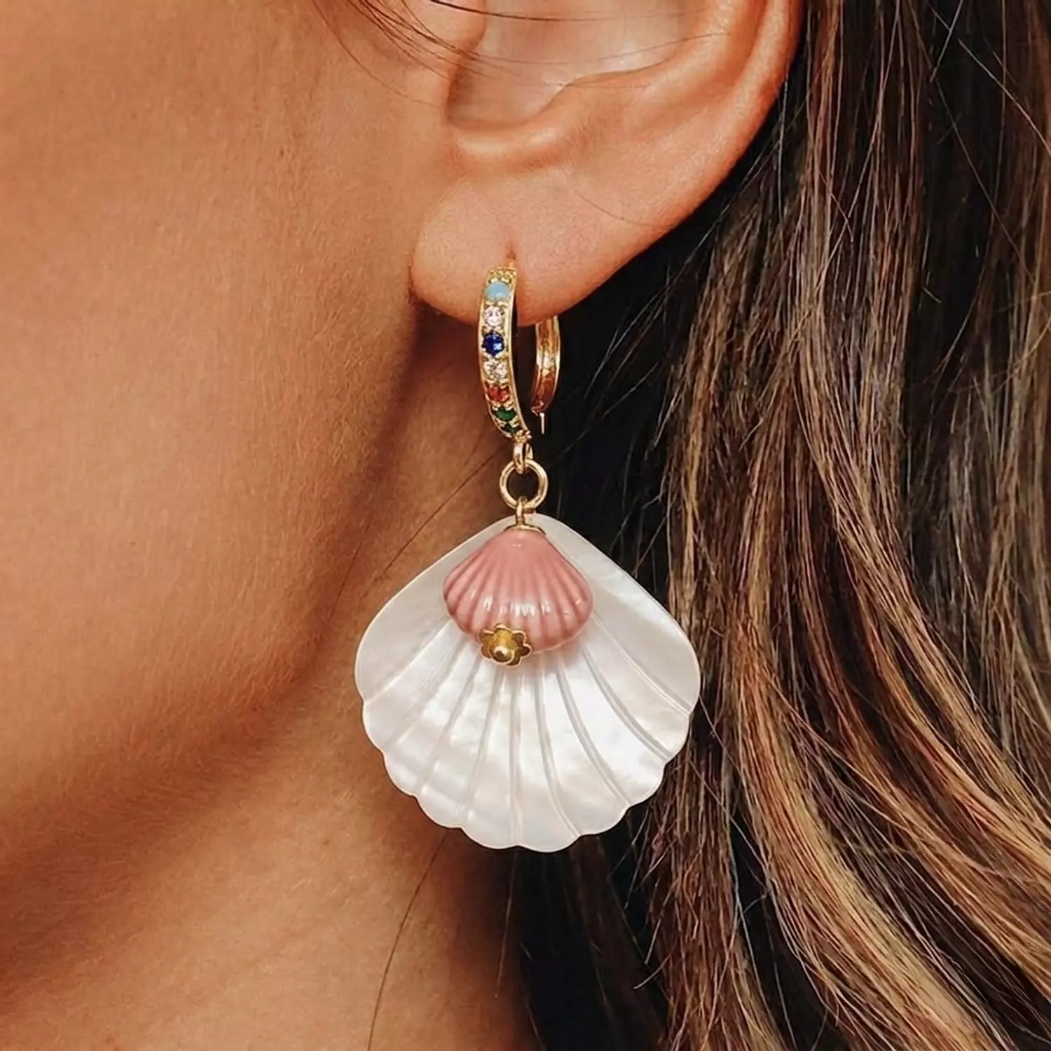 White Shell Earrings  image