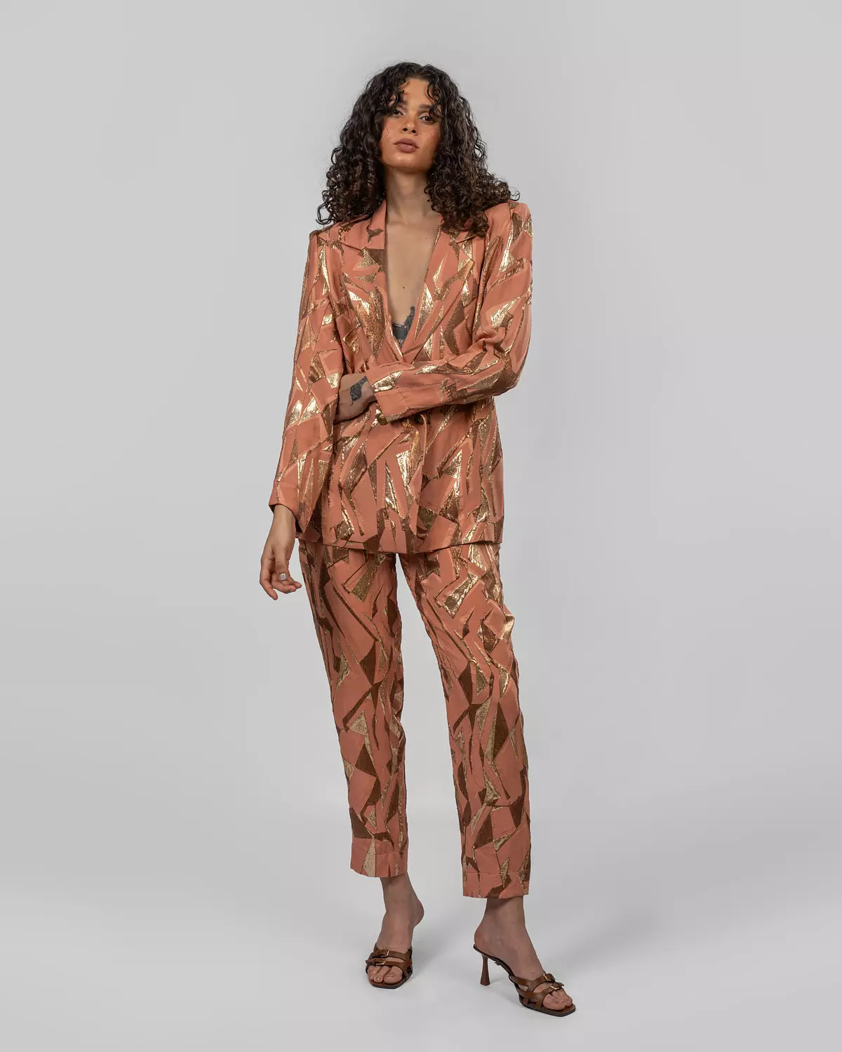 Orange & Gold Embellished Suit  hover image