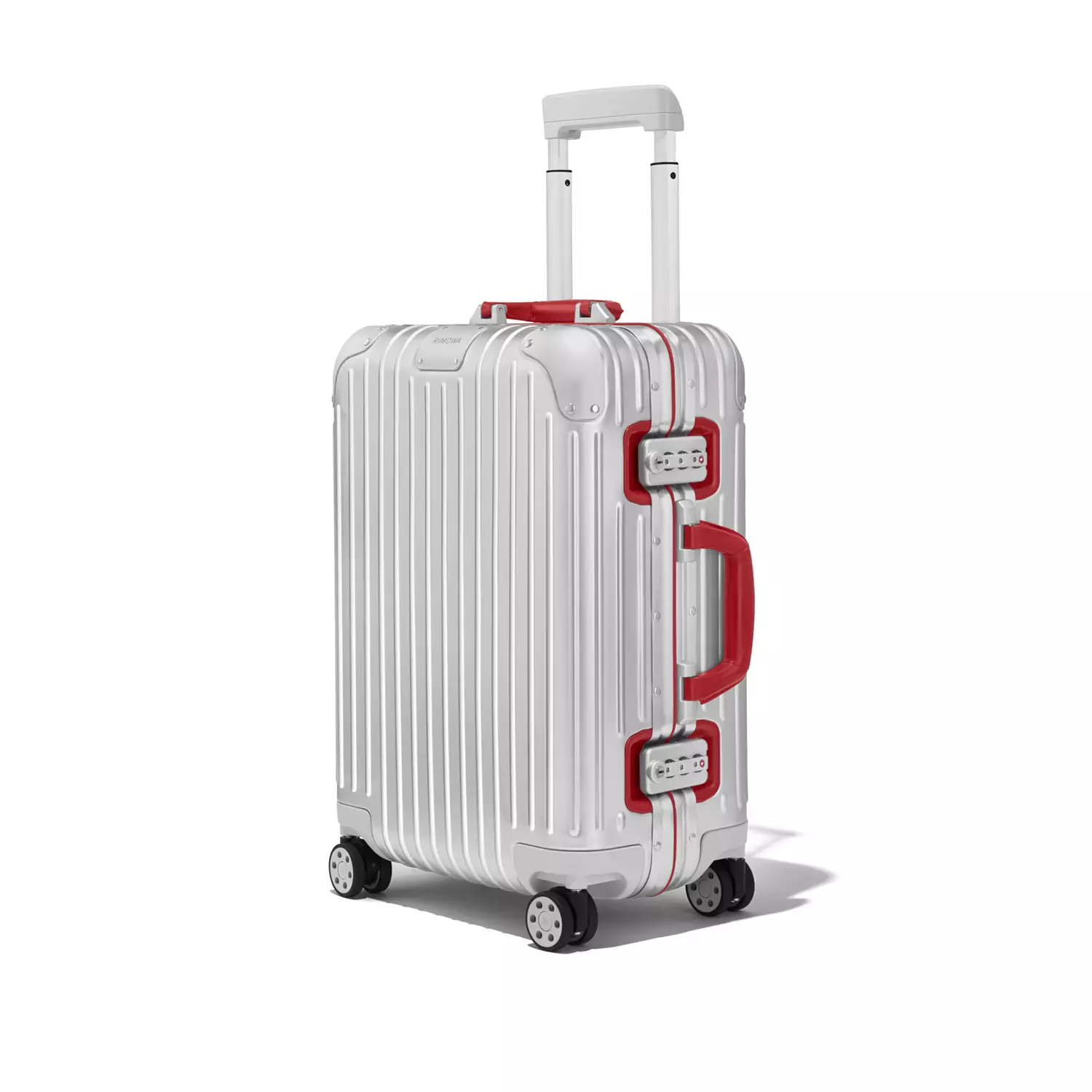 RIMOWA Original Cabin Twist suitcase in silver with red accents hover image