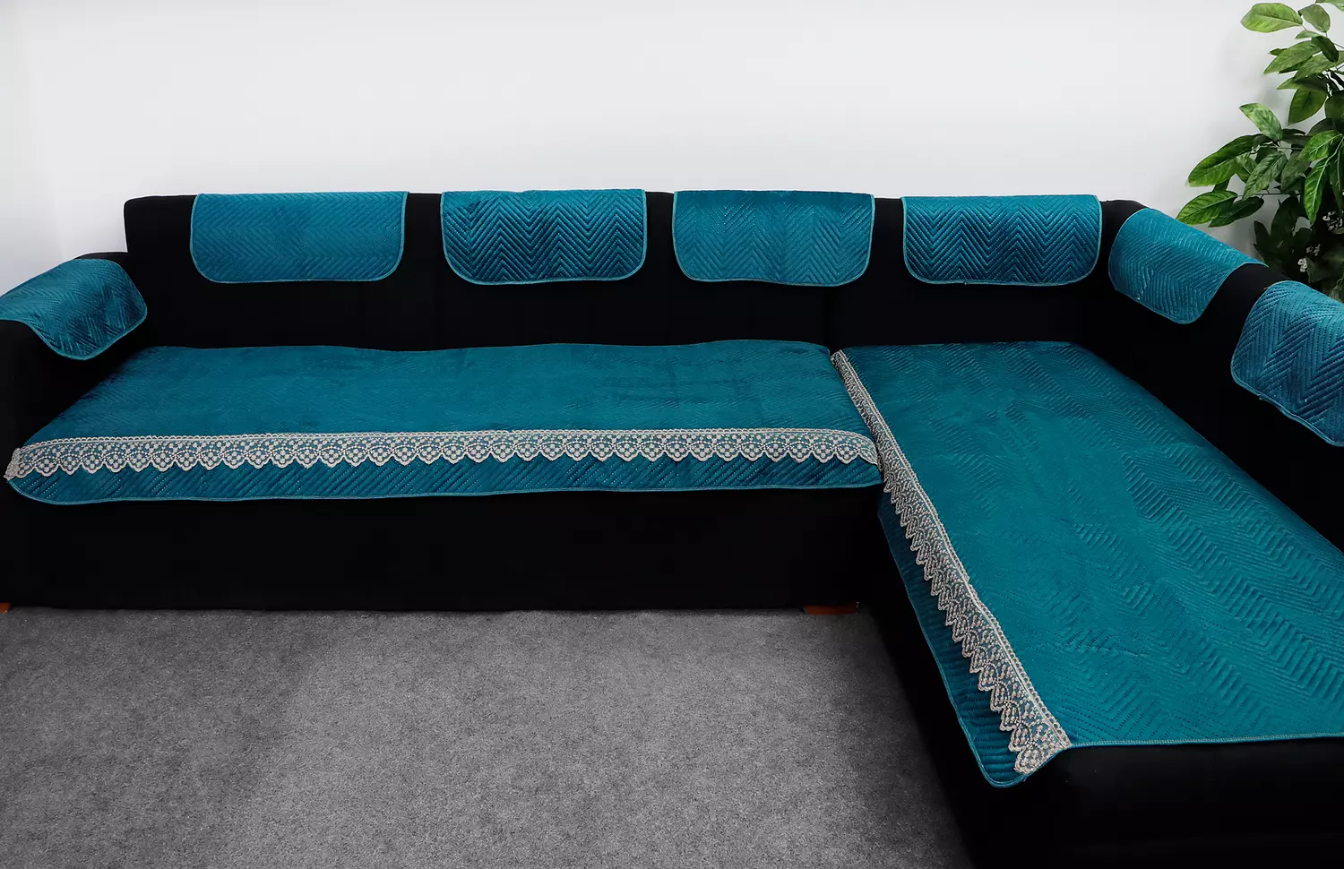 Set of 5 Sofa Slipcovers - Teal  hover image