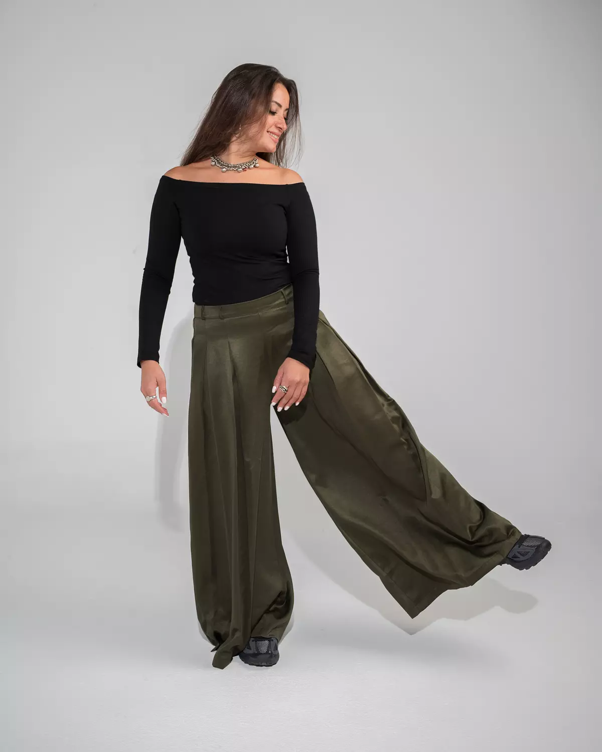Fluid Palazzo Pants Olive hover image