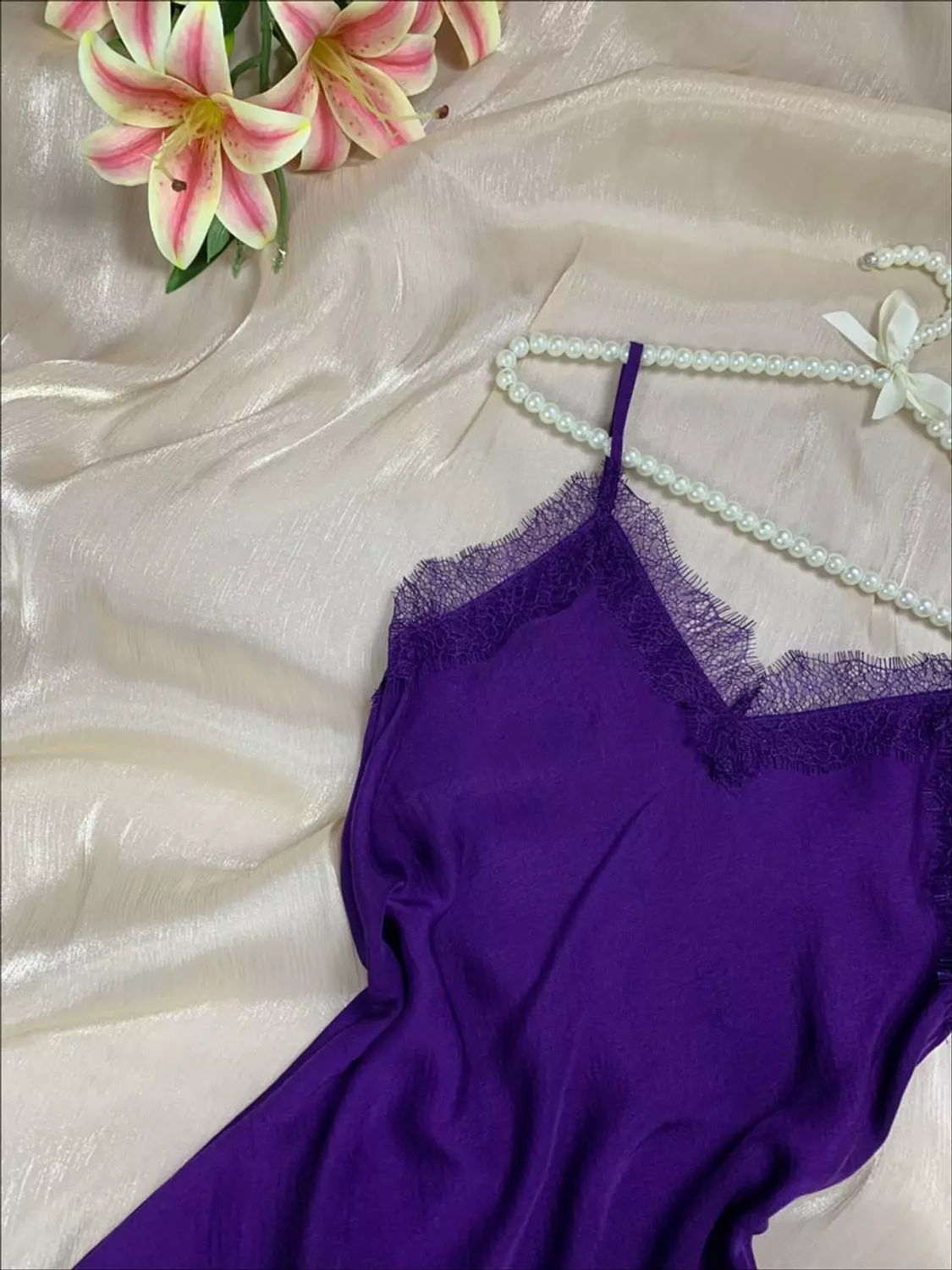 Long silky satin lingerie with Lace from Max   sizes 3