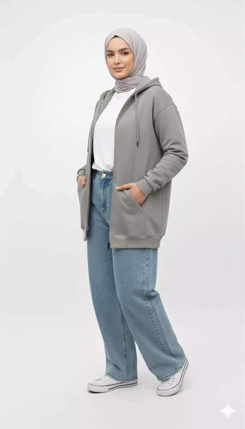 Unisex Plus Size Daily Comfort Full-Zip Hoodie 3