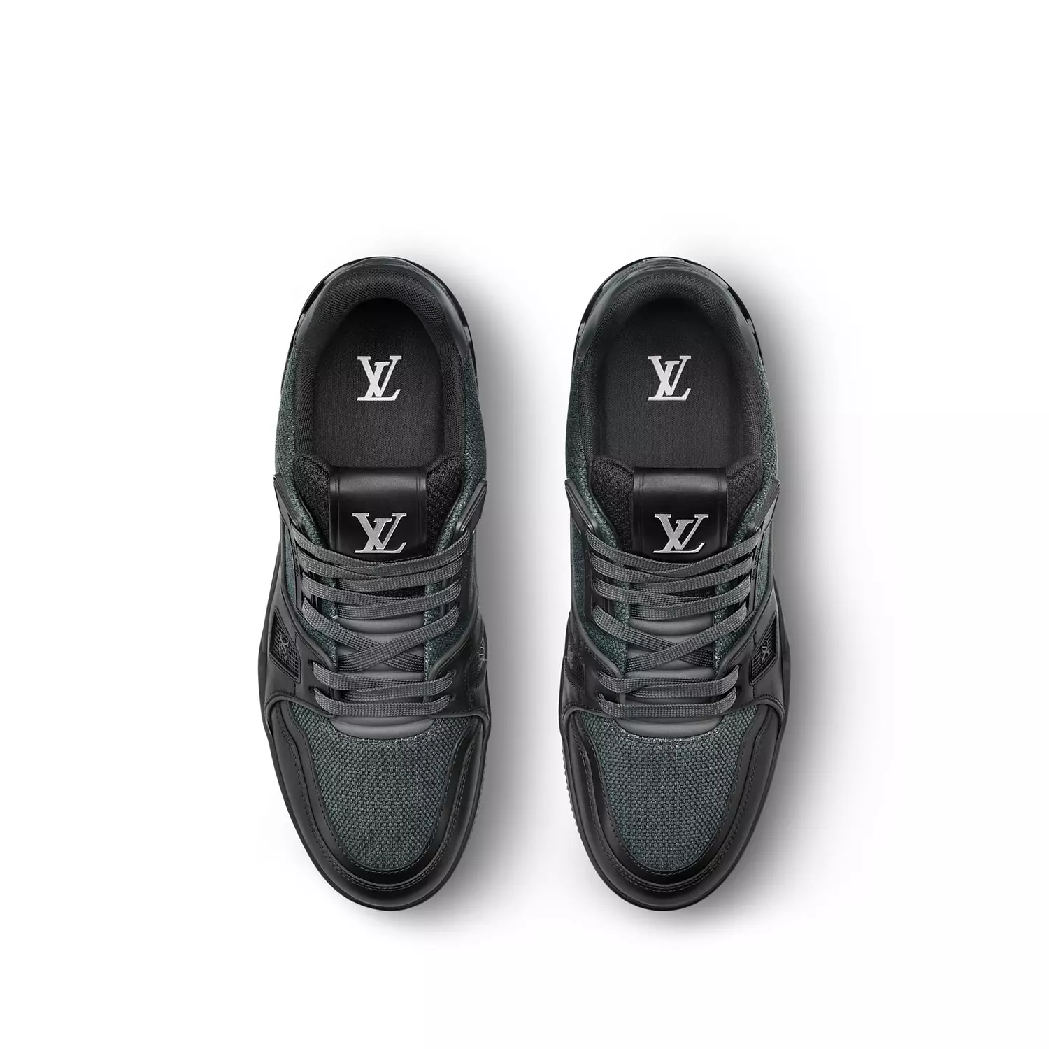 Louis Vuitton LV Trainer sneakers in black, featuring a mix of textile and calf leather 3
