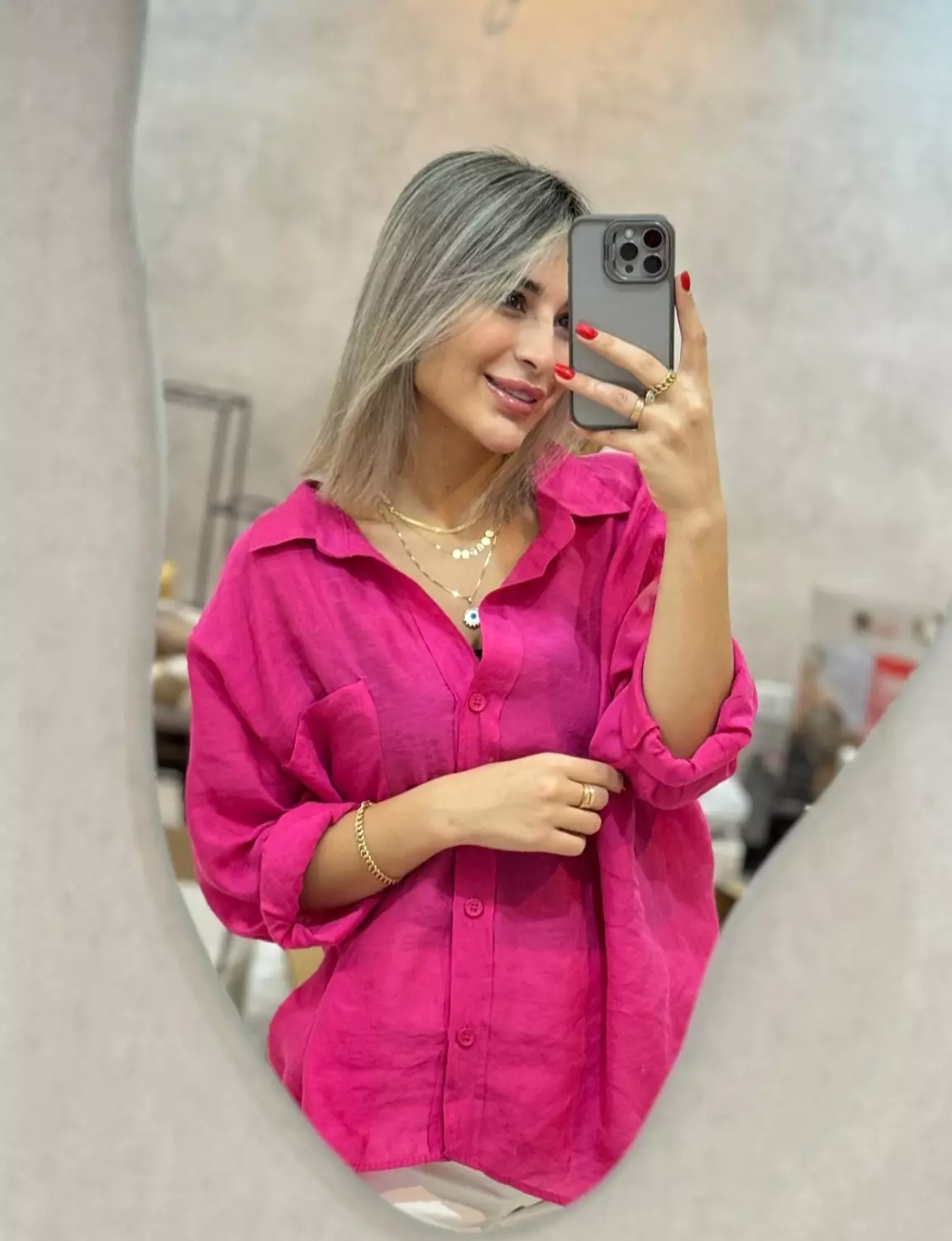 Fushia linen shirt image