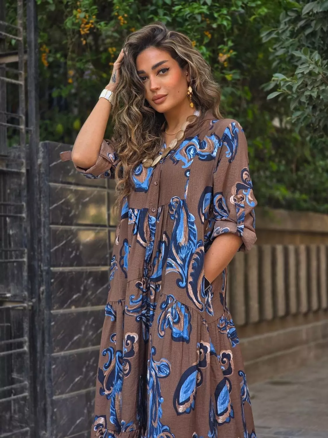 Brown boho dress  image