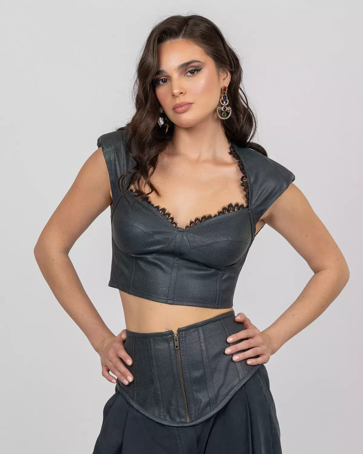 Faux Python Cropped Top hover image
