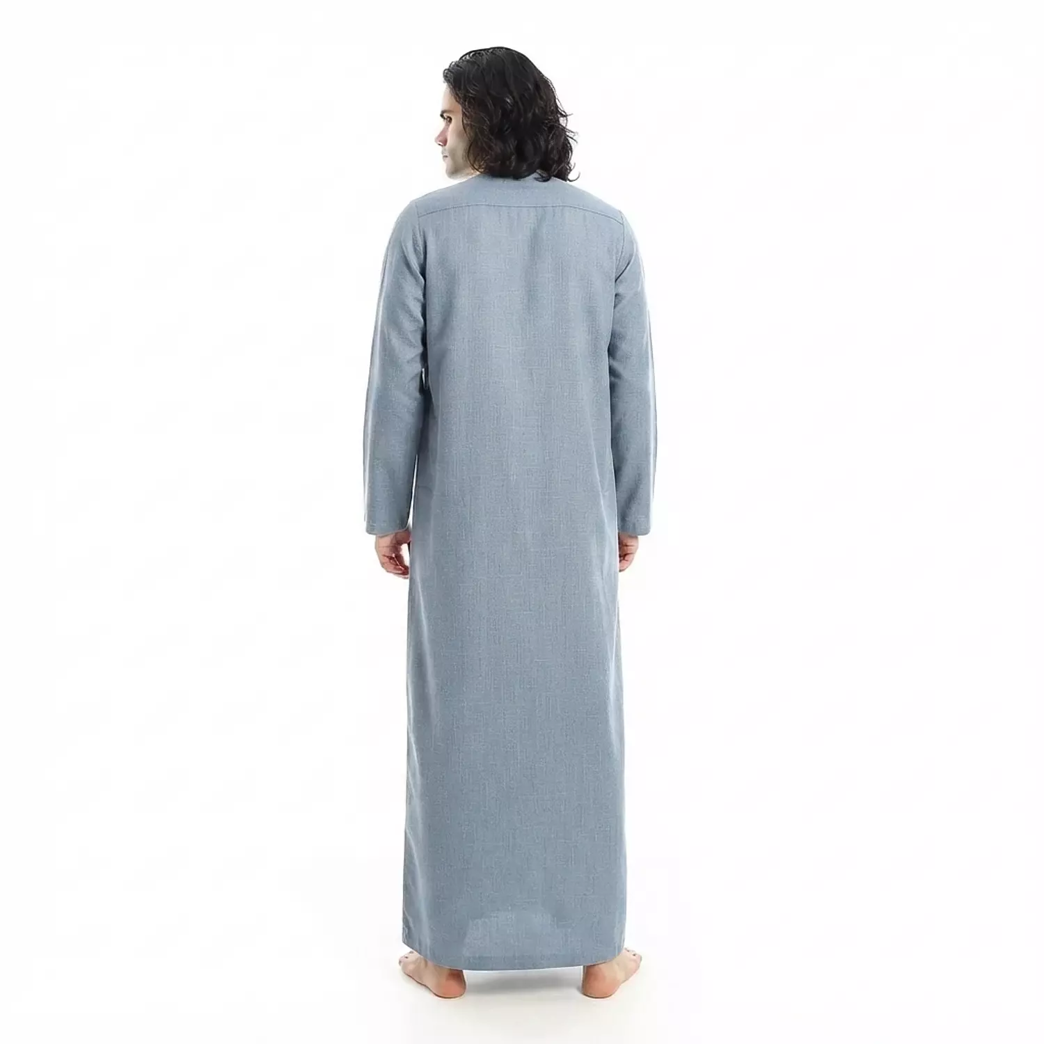 Men Galabeya Long Sleeves - Linen - 2326 - Bluish Grey 4