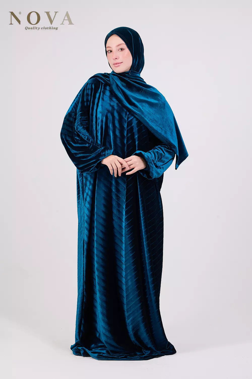 Teal pleated velvet  1