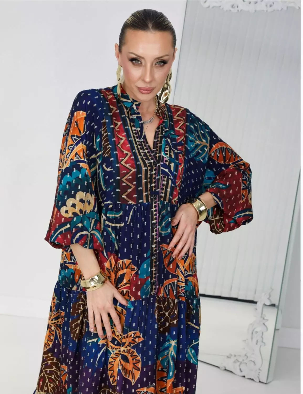 Navy blue boho dress 3