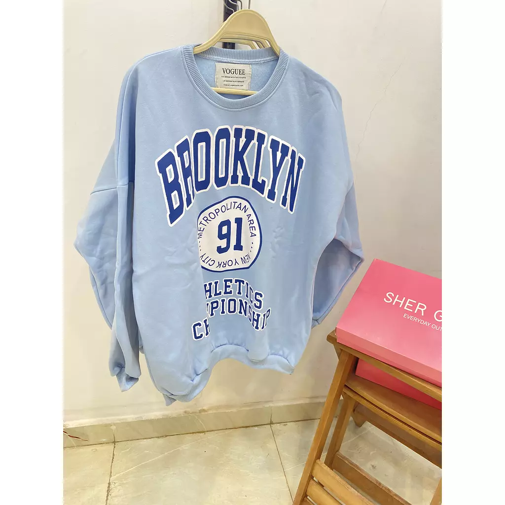 Printed brooklyn crewneck hoodi