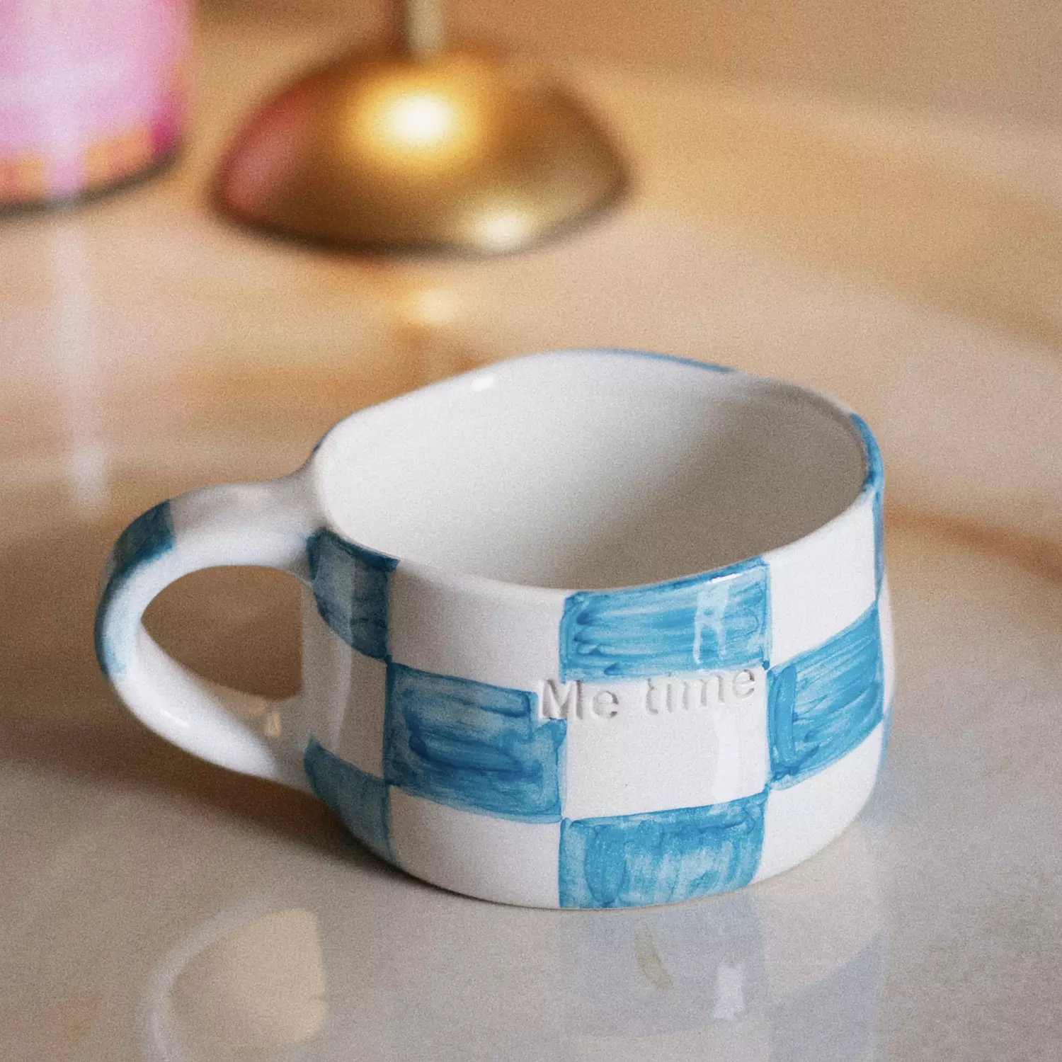 Blue grid mug  1