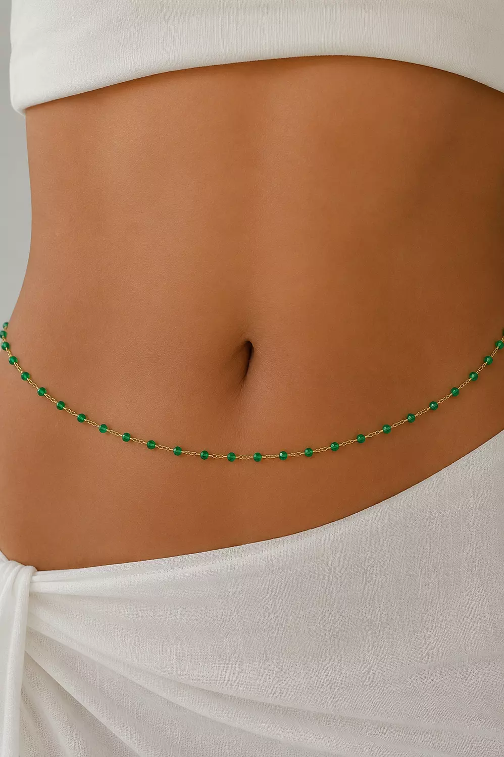 Green Crystal Belly Chain image