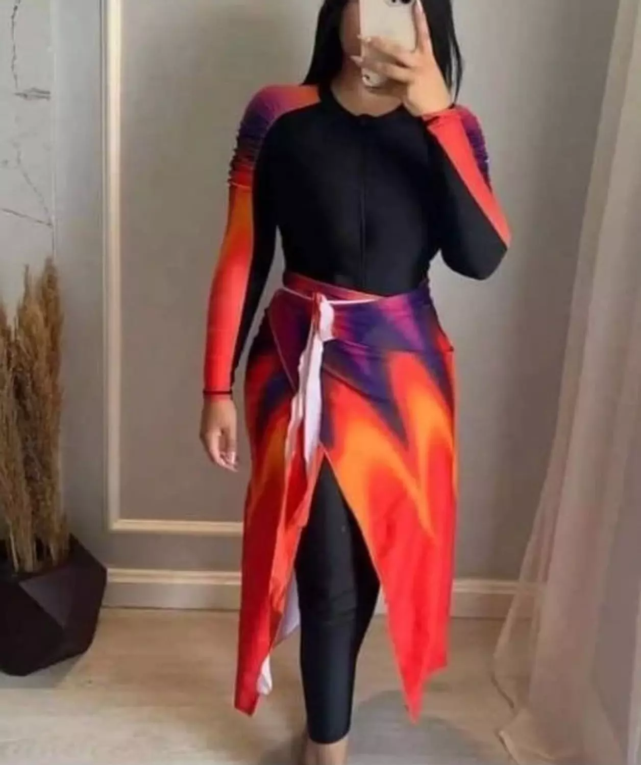 Orange triangle burkini  4