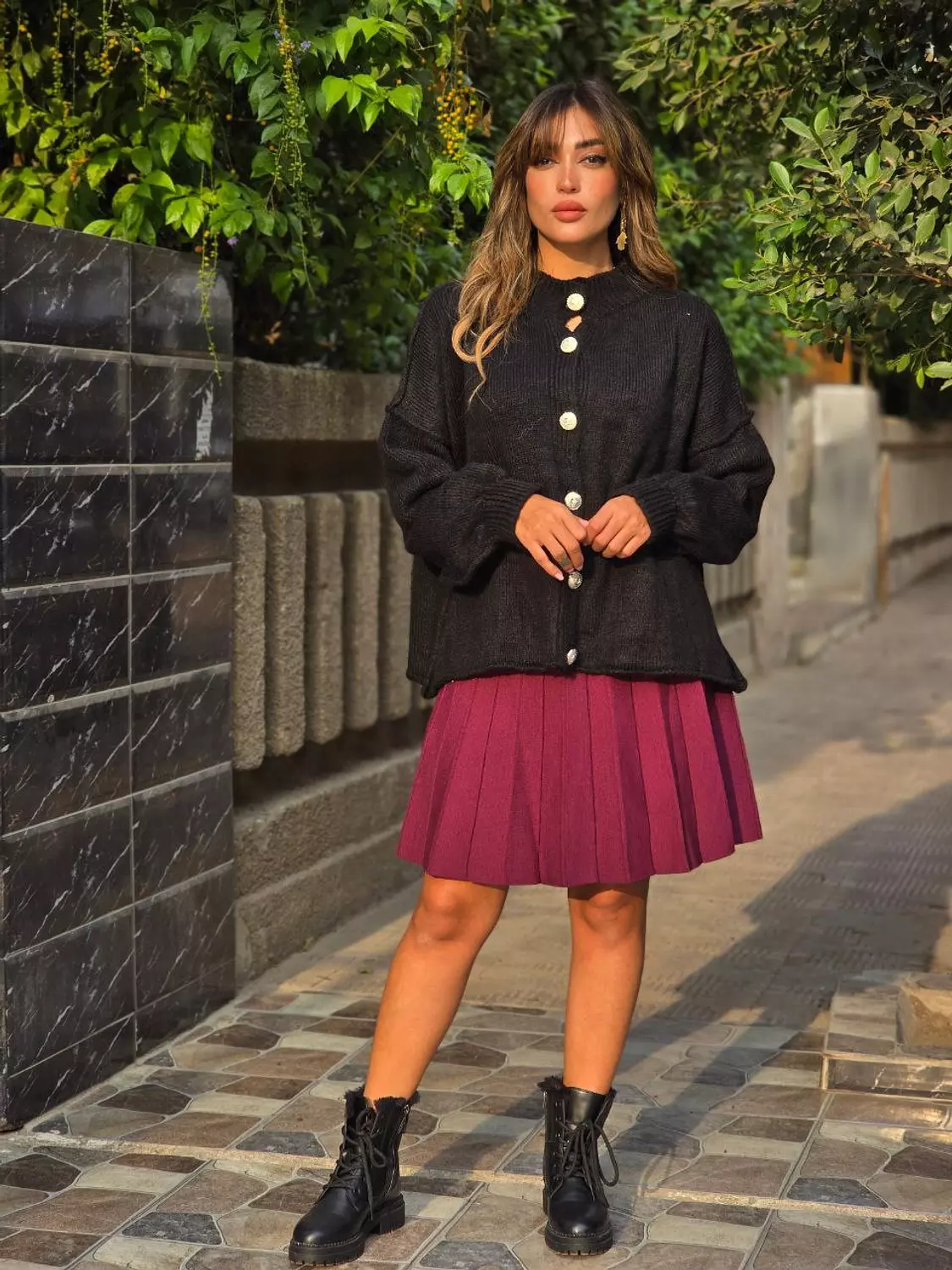 Black wool Cardigan with gold buttons  image