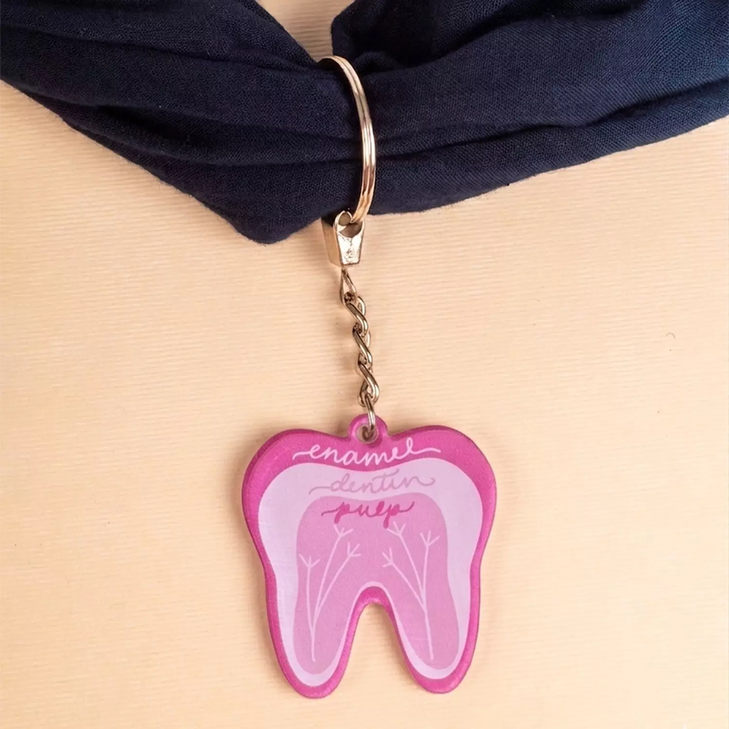 Pink tooth acrylic keychain  image