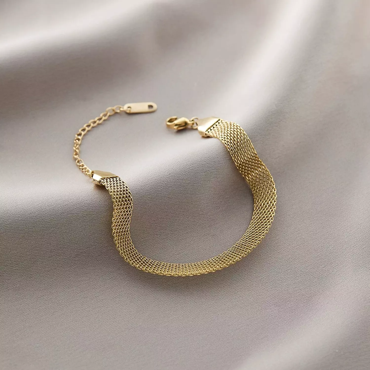 Flat wide gold anklet hover image