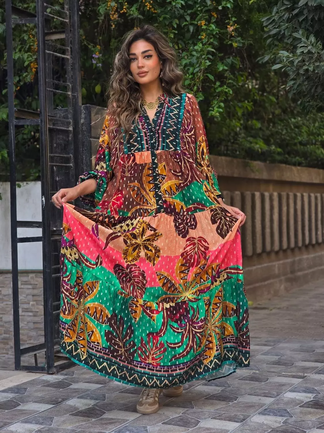Green boho dress 2