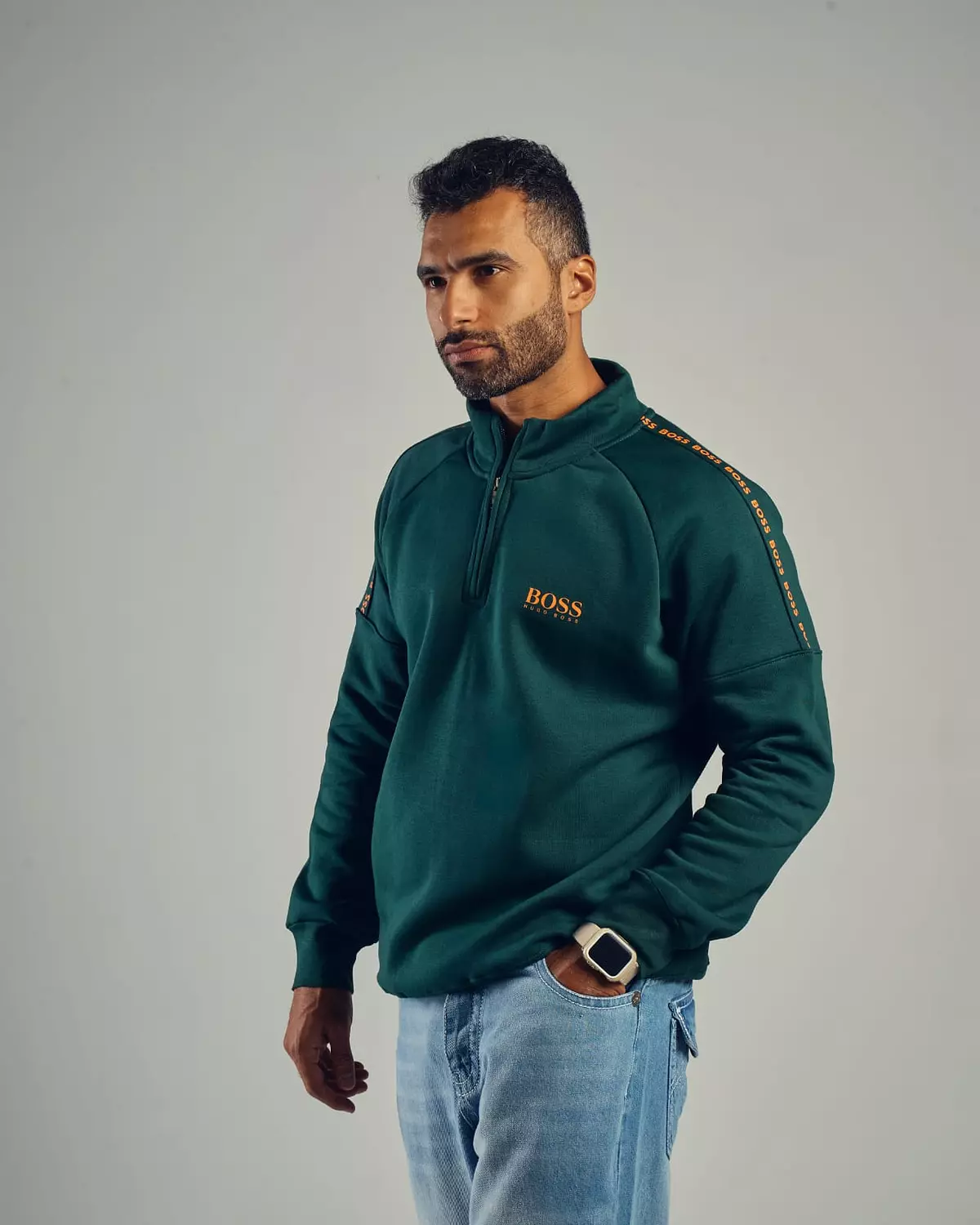 Hugo boss Dark Green Quarter zipper image