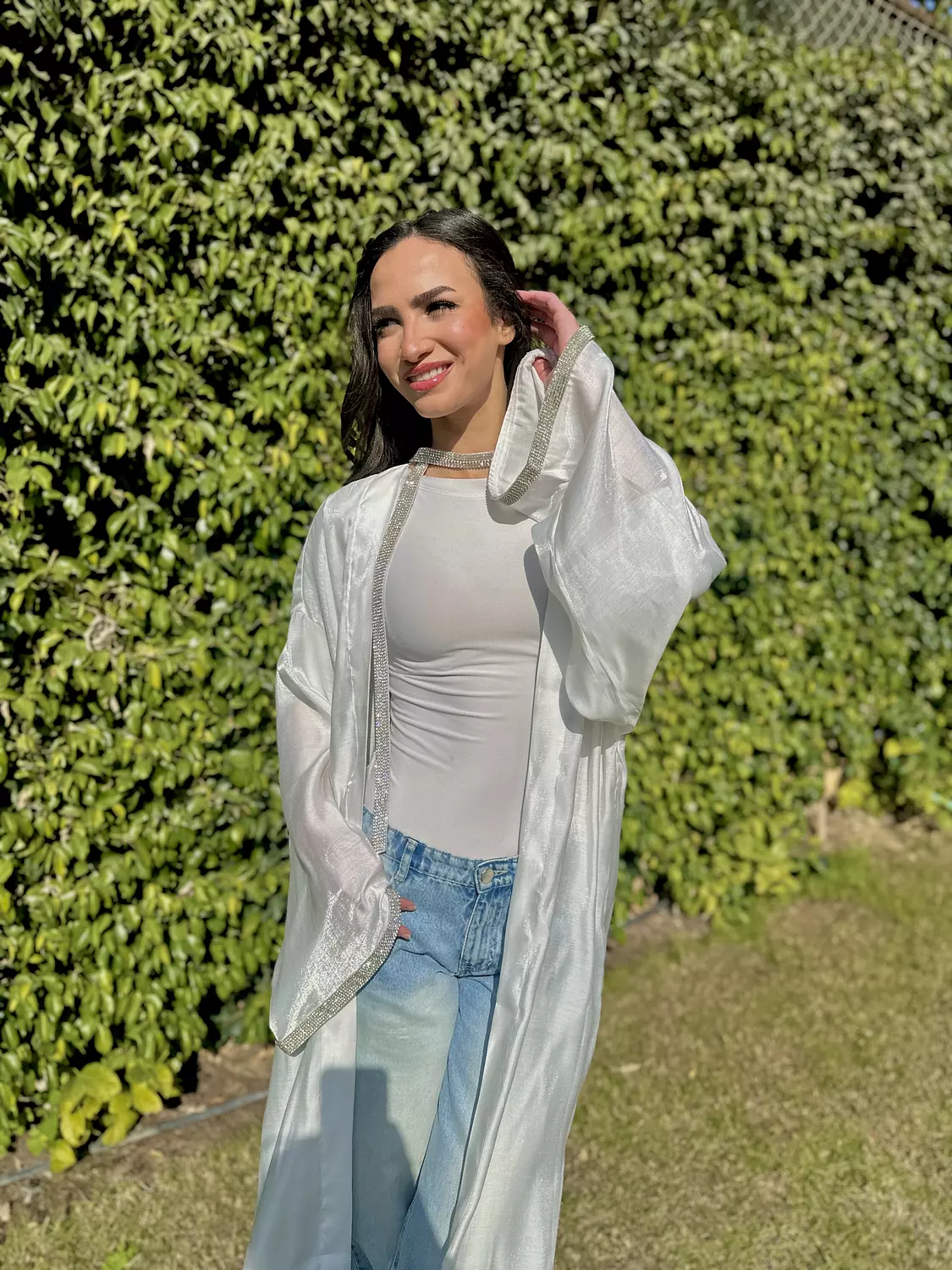 Sparkling white Kaftan with Choker 2