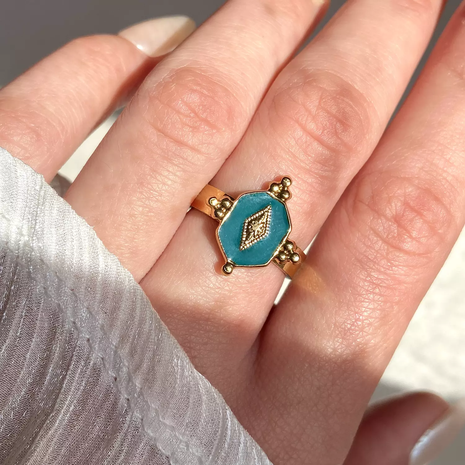 Royal green stainless steel ring image