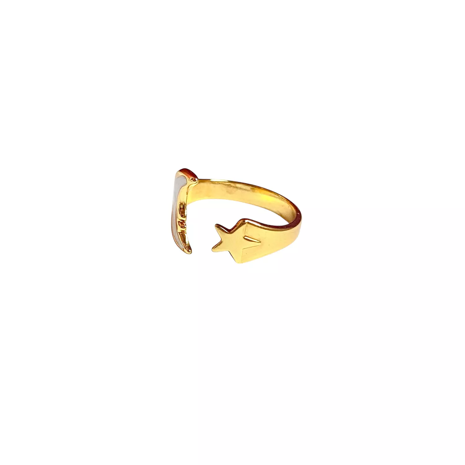 White half moon with star stainless steel ring. 2