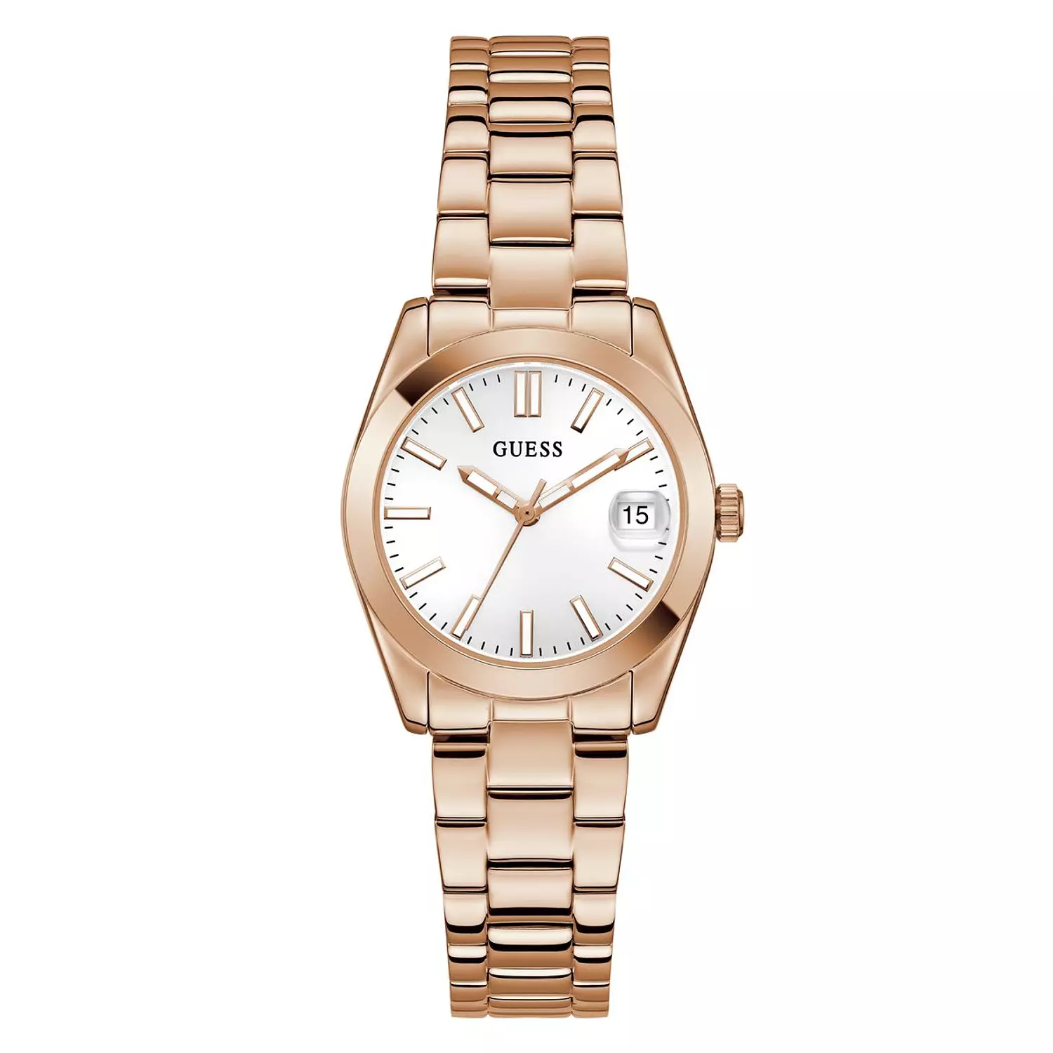 GUESS Ladies Rose Gold Tone Date Watch Rose Gold Tone Stainless Steel Bracelet GW0934L4 image