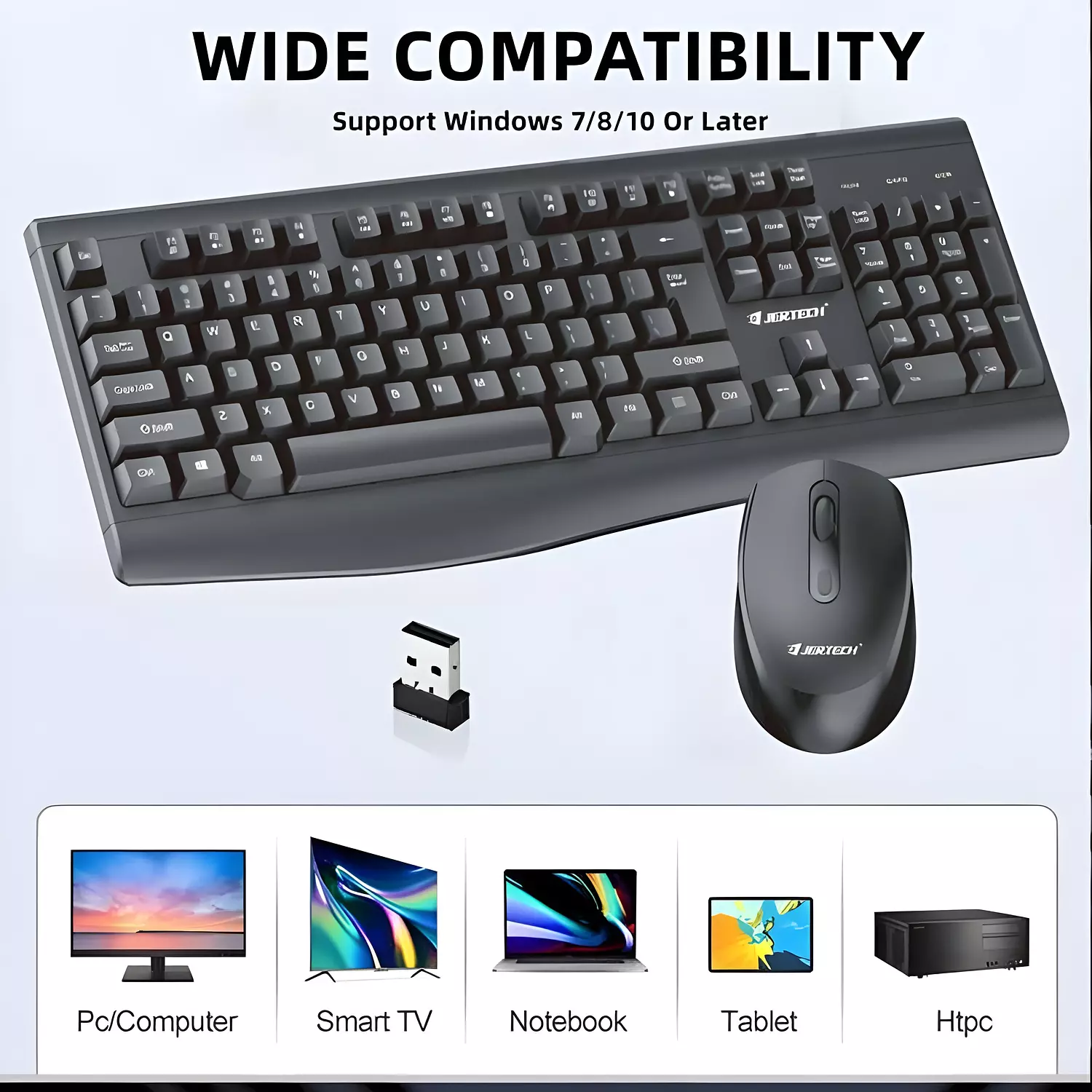 JERTECH- KM500-Waterproof Full-Size Keyboard & Mouse - Black, Made in China 2
